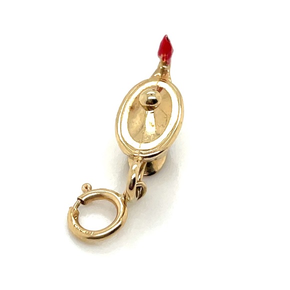 14K Yellow Gold + Enamel Oil Lamp Charm - Picture 5 of 8